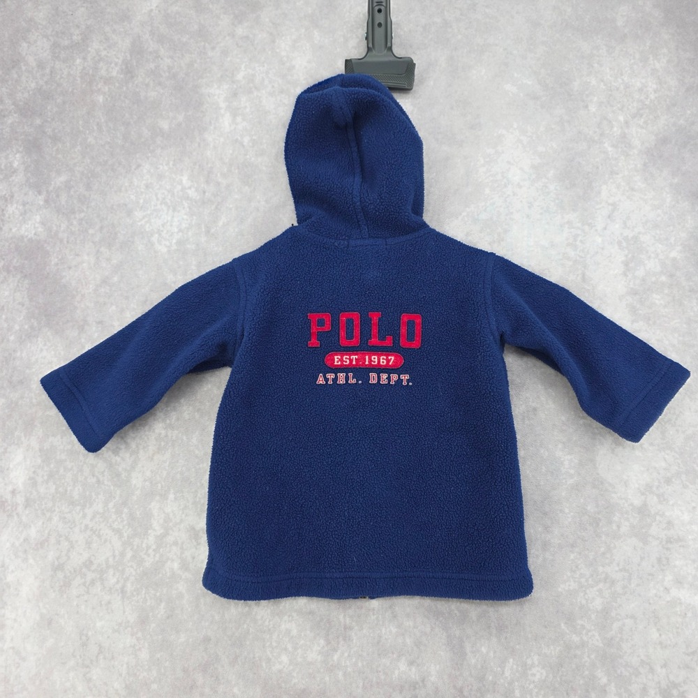 Ralph Lauren Baby Boys Navy Blue Fleece Hooded Full Zip Jacket S/M 9-12M
